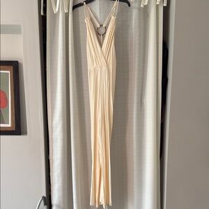 Zara Cream Jumpsuit with Ring Detail Size Small